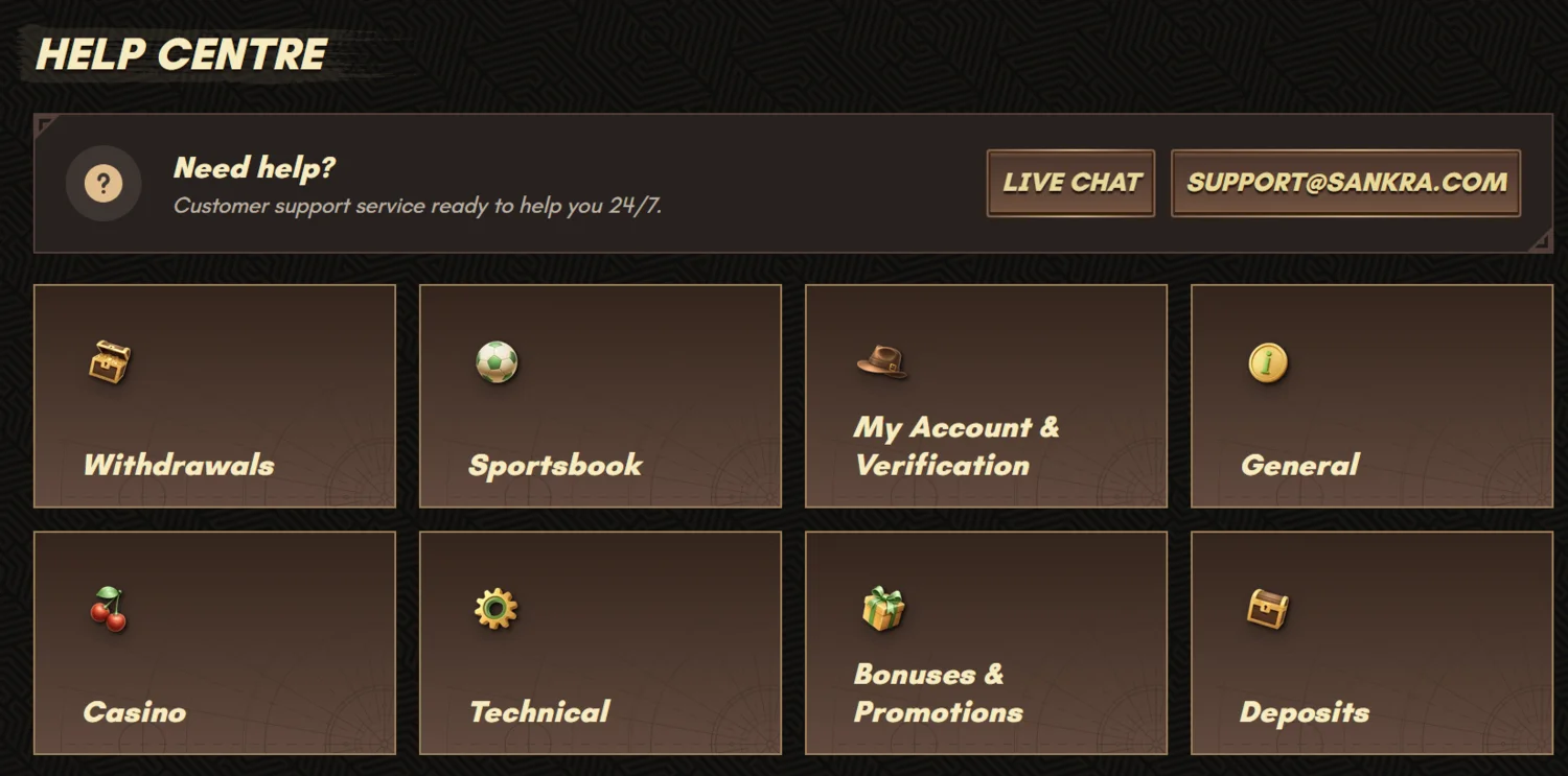Sankra Casino Customer Support